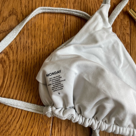 Monday Swimwear Soft Silver Shimmer Bikini Top/Bottom - Picture 9 of 15